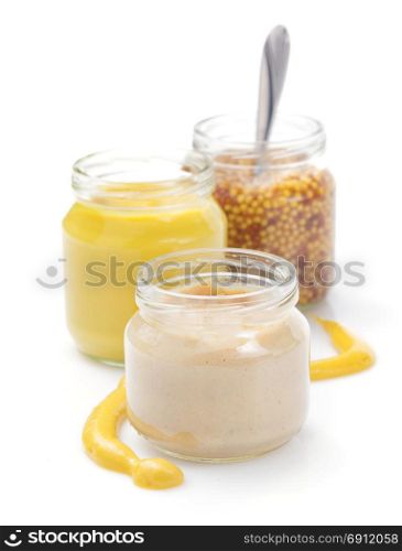 mustard sauce set collection isolated on white background