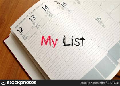 My list text concept write on notebook