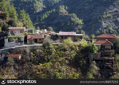 MYLIKOURI, CYPRUS - CIRCA OCTOBER 2017 Old village near Kykkos monastery