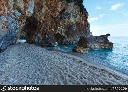 Mylopotamos beach summer view (Greece). Aegean Sea.