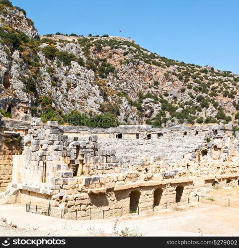 myra in turkey europe old roman necropolis and indigenous tomb stone