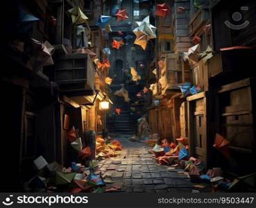 Mysterious alleyway and find a door that leads to a world of living origami creatures