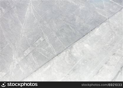 Mysterious figures Nazca desert from the aircraft