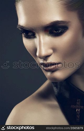 mysterious woman in collar