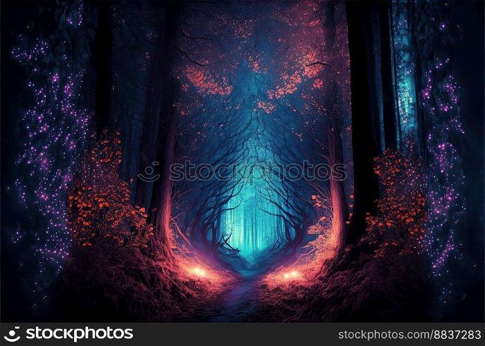 Mystic magic forest created by generative AI