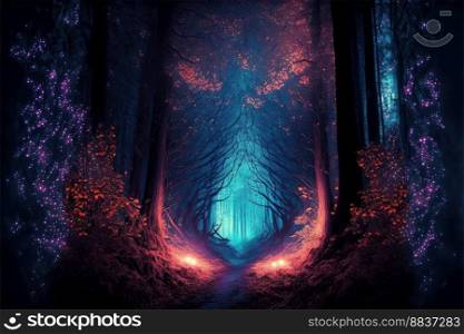 Mystic magic forest created by generative AI