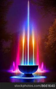 Mystical colorful fountain 3d illustrated
