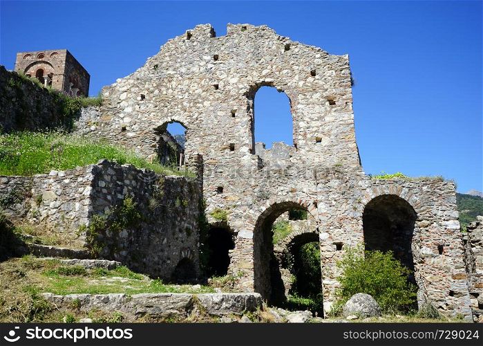 MYSTRAS, GREECE CIRCA MAY 2019 Ruins of old church