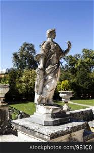 Mythological statue decorating the gardens of the Palace of Marques de Pombal in Oeiras, Portugal