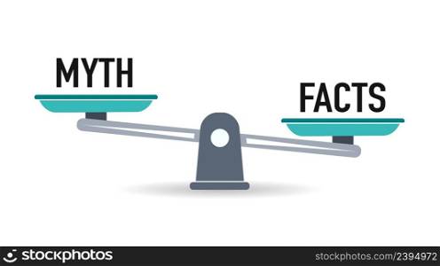 Myths and facts vector illustration. Info accuracy in tiny persons concept. Stock vector. Myths and facts vector illustration. Info accuracy in tiny persons concept.