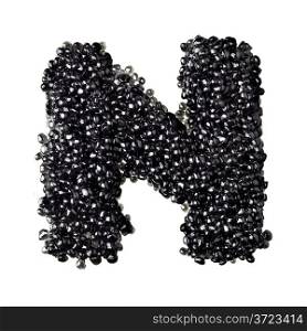 N - Alphabet made from black caviar