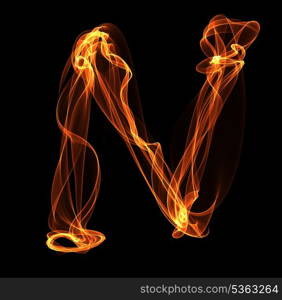 N letter in fire illustration