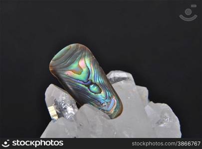 Nacre on rock crystal