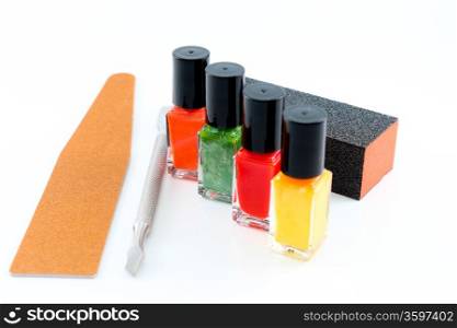 Nail polish, buffer and tools for a great manicure