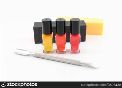 Nail polish, buffer and tools for a great manicure