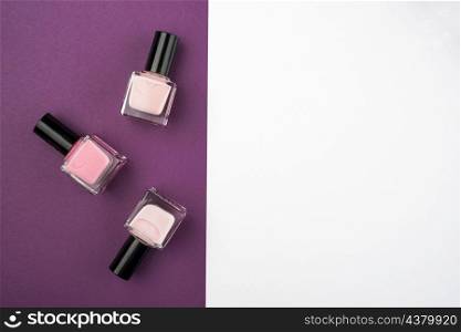 nail polish collection with copy space
