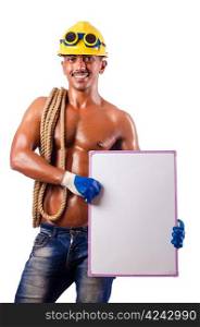 Naked builder with blank board