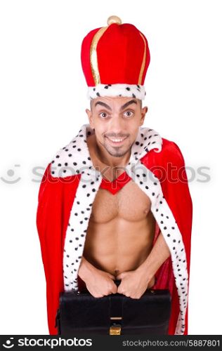 Naked king businessman isolated on the white