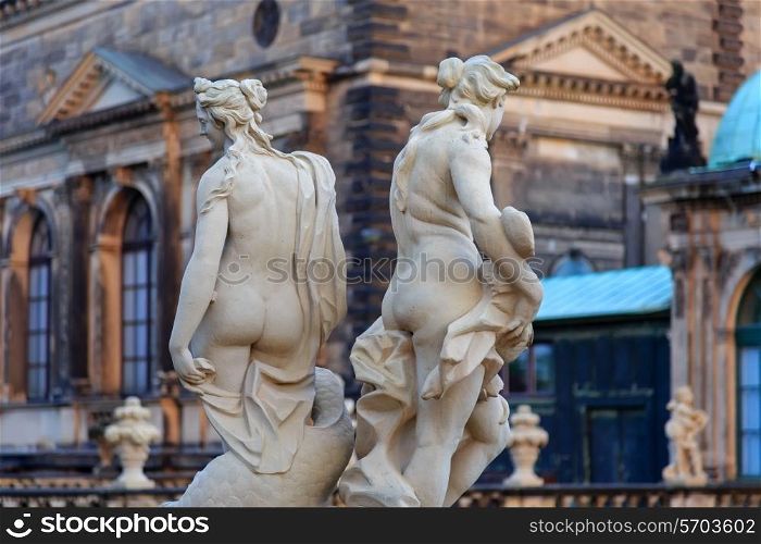 Naked women statues near Theaterplatz in Dresden, Germany&#xA;