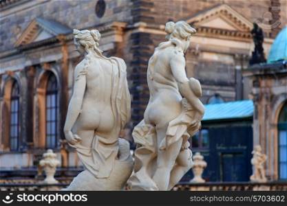 Naked women statues near Theaterplatz in Dresden, Germany&#xA;