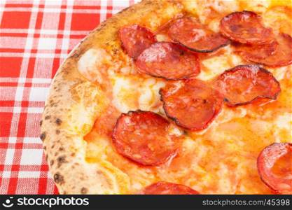 Naples, Italy. A real Italian Pizza Diavola - traditional spicy pizza