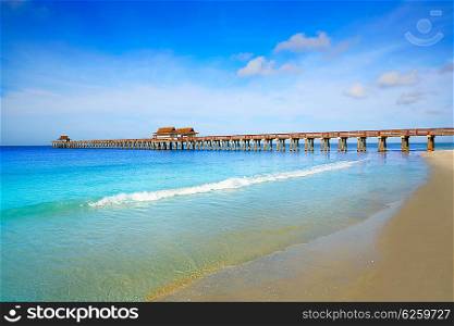 Naples Pier and beach in florida USA sunny day