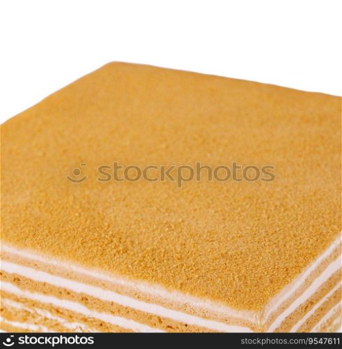 Napoleon Cake on a white plate isolated