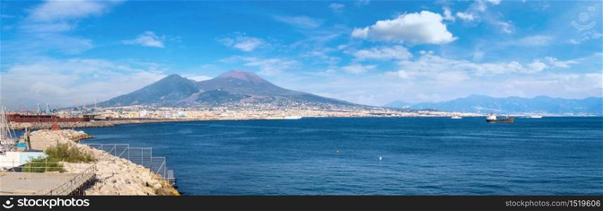 Napoli (Naples) and volcano Vesuvius in the background in a beautiful summer day, Italy
