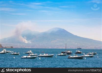 Napoli (Naples) and volcano Vesuvius in the background in a beautiful summer day, Italy