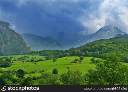 Naranjo de Bulnes peak Urriellu in Picos de Europa of Asturias Spain