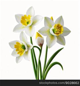 Narcissus flower isolated on white background . High quality 3d illustration. Narcissus flower isolated on white background 