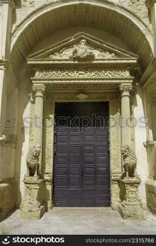 Nardo, historic city in Lecce province, Apulia, Italy. Exterior of the Madonna del Carmine church