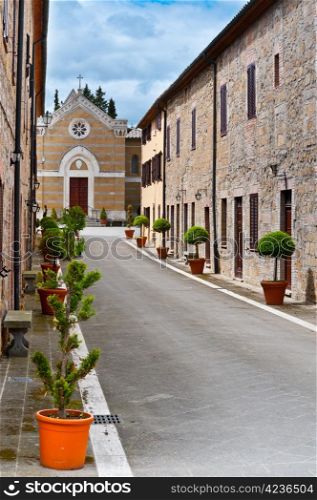 Narrow Alley with Old Buildings in the Italian City of Montorio