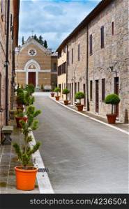 Narrow Alley with Old Buildings in the Italian City of Montorio