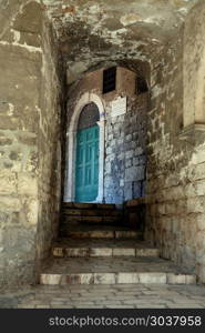 Narrow and old street in Sibenik city, Croatia