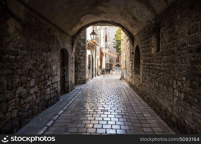 Narrow archway in an old French town Vence