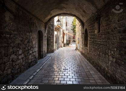 Narrow archway in an old French town Vence
