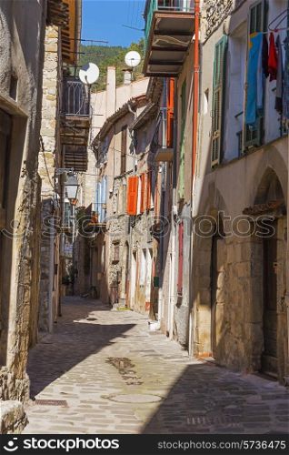 Narrow cobbled streets in the old village Lyuseram, France