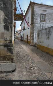 Narrow Colorful Street in the Medieval Portuguese City of Obidos
