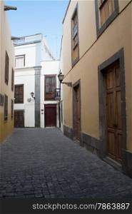 Narrow Side Street in Old City with Cobblestones