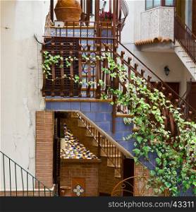 Narrow Street as Stairs in Italian City of Cetara