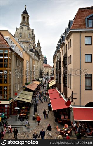 narrow street in Dresden, Germany