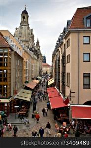 narrow street in Dresden, Germany
