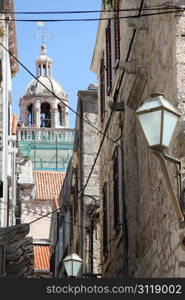 Narrow street in Korchula, Croatia