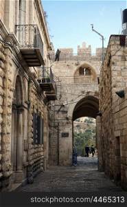Narrow street in Old city of Jerusalem, Israel