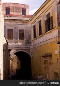Narrow street in Rhodes Greece