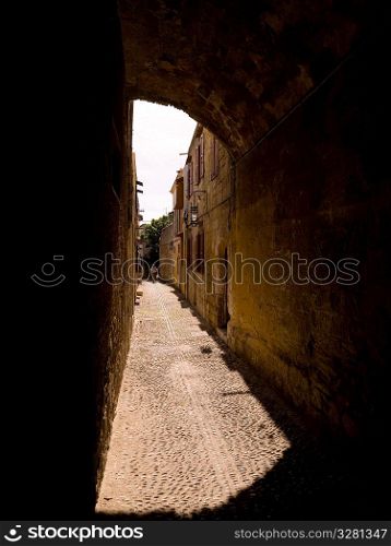 Narrow street in Rhodes Greece