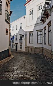 Narrow Street in the Medieval Portuguese City of Faro, Vintage Style Toned Picture