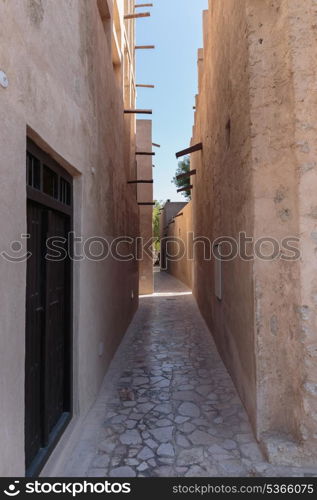 Narrow street in the old city of Dubai UAE