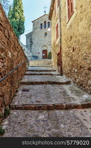 Narrow street in the old town Coaraze in France